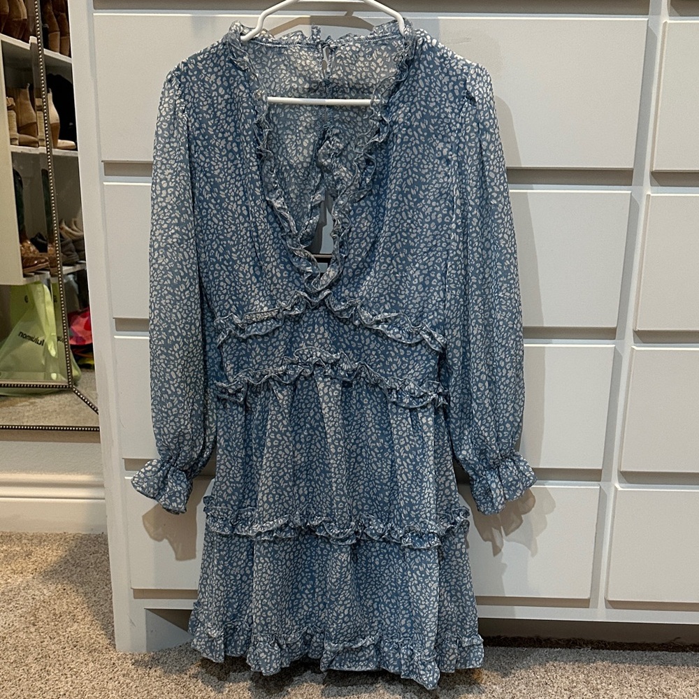 Dusty Blue Ruffle Dress